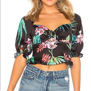 Lovers and Friends Black and Floral crop top